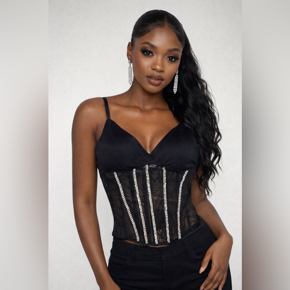 Fashion Nova Black Lace Corset Top